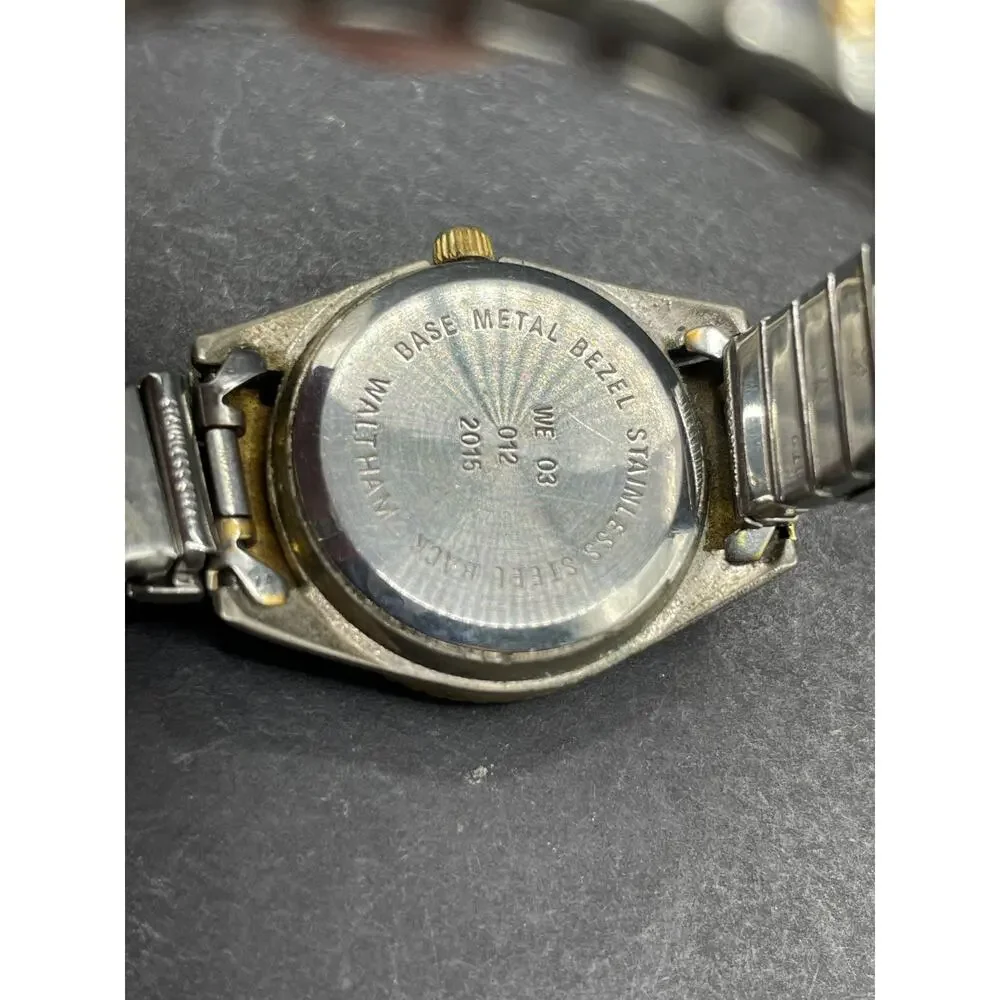 Waltham President Watch Men White Dial Two Tone Date Round 25MM Fluted Bezel